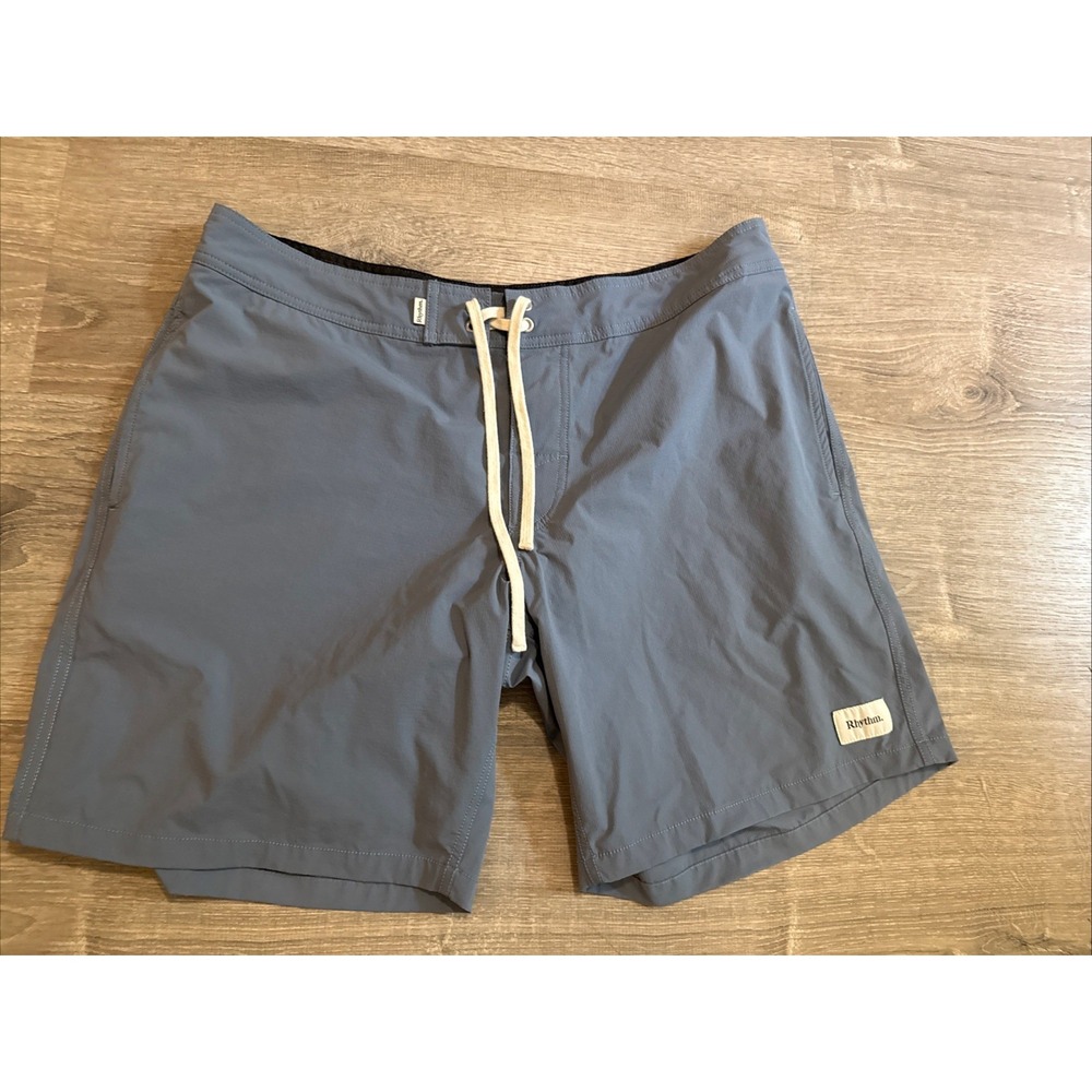 Rhythm Men's 34 Inseam 8" Heritage Trunk Board Shorts Blue